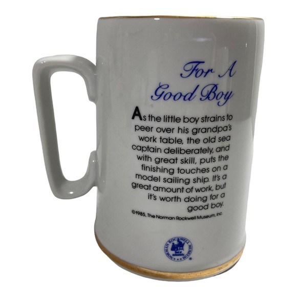 Norman Rockwell Sea Farer Large Coffee Mugs Vintage 1985 Set of 3 - Picture 6 of 9